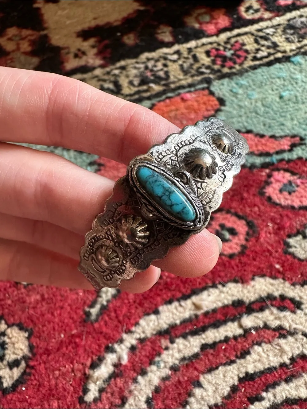 Vintage Fred Harvey Inspired Western Native Cuff Bracelet
